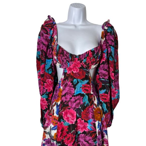 For Love & Lemons scarlet mini dress floral cut out print NWT size Small - Picture 5 of 13